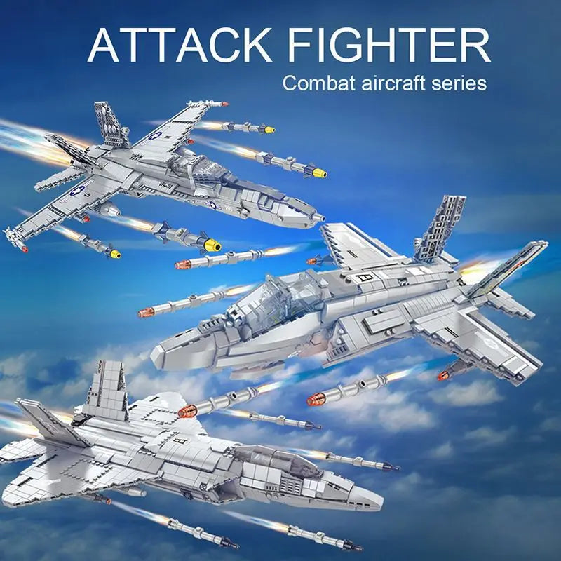 Aircraft Series F22 Fighter Building Blocks Model Famous WWII Military Airplanes MOC Bricks Sets Boys Toys Gifts For Childrens
