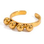 Personalisierter Ball mit glatter Oberfläche, Öffnungsring aus Edelstahl, 18K PVD goldbeschichtet, allergiepräventiver Schmuck