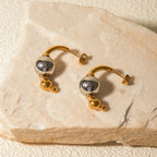 18k forgyldt stilfuldt unikt guld- og sølvfarve Simple temperament øreringe rustfrit stål, kvinder, anti-særprægede smykker