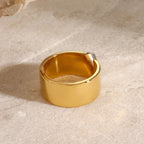 Color Matching 18k Gold Plated Stainless Steel Gold Silver Tearing Notch Ring Women Personalized Rust Proof Stylish Jewelry