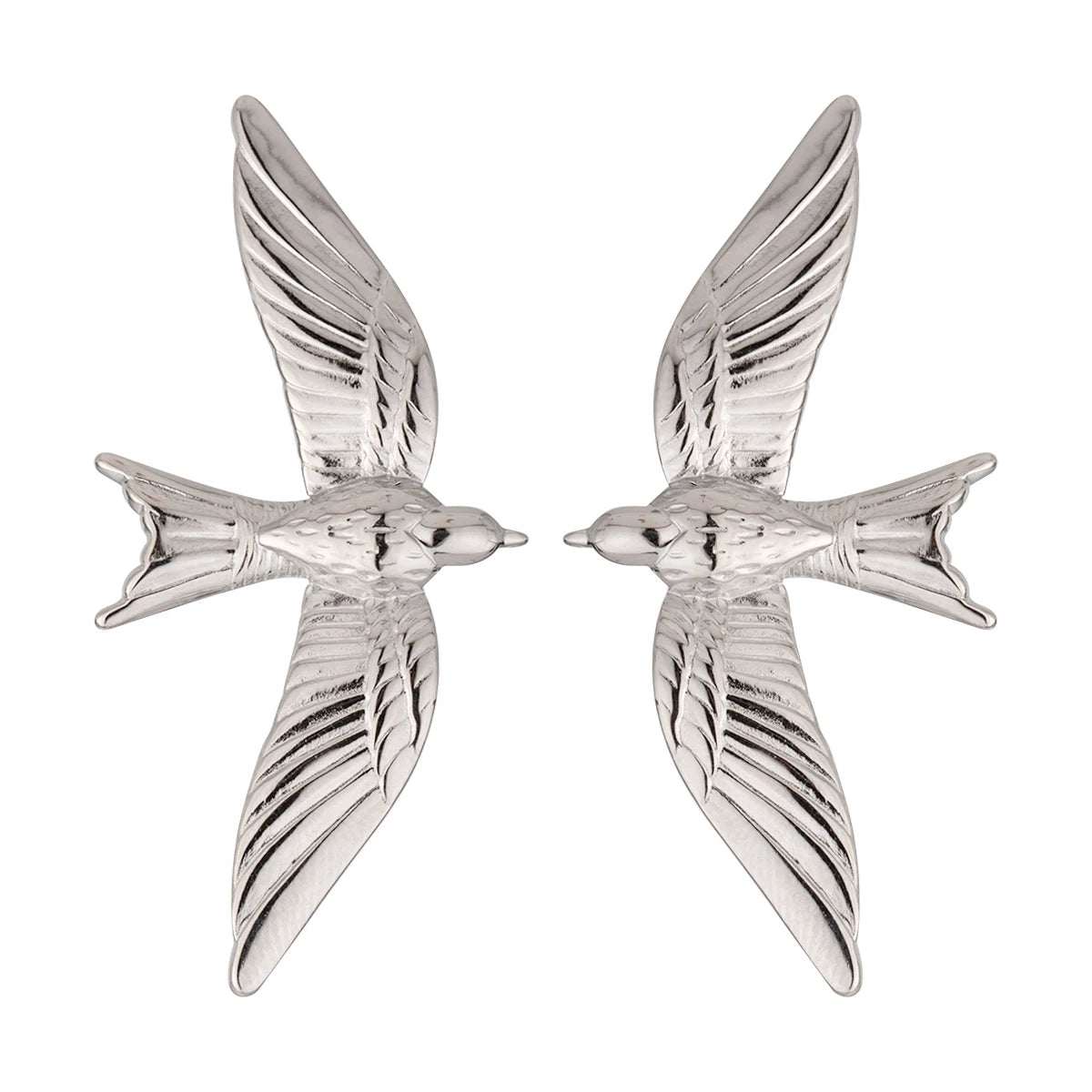 Stålfarve rustfrit stål Vintage stereoskopiske fugleformede øreringe til kvinder Vandtæt mode charmesmykkefest