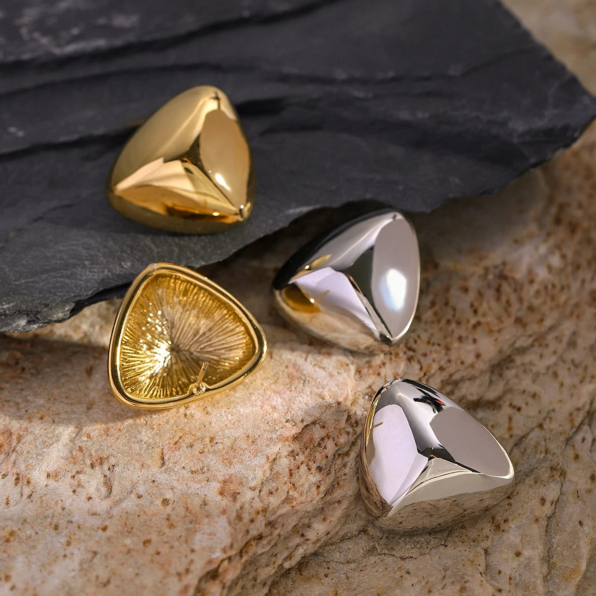 Exquisite 18K Stainless Steel Geometric Three-Dimensional Triangle Earrings Waterproof Women High Quality бижутерия Party Gift