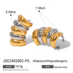 Geometrische wasserdichte 18k vergoldete Edelstahl-Mütze gestreifte hohle Ohrringe stilvoll antiallergisch markanter Schmuck