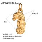 Trendy 18k Stainless Steel Seahorse Shape Ring Necklace Earrings Women Statement Charm Texture Rust Proof Trendy Jewelry Gift