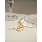 18k vergoldeter, stilvoller, einzigartiger, einfacher, doppelter S-förmiger Öffnungsring aus Edelstahl für Frauen, antiallergisch, wasserdicht Schmuck