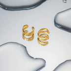 Rustfrit stål geometrisk øreclips Ung personlighed Mode Minimalisme 18K guldbelagte kvinder forhindrer allergierklæring smykker