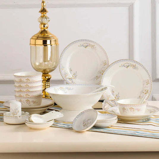 Jingdezhen porcelain tableware set household high-grade bone china ceramic dishes and bowls set