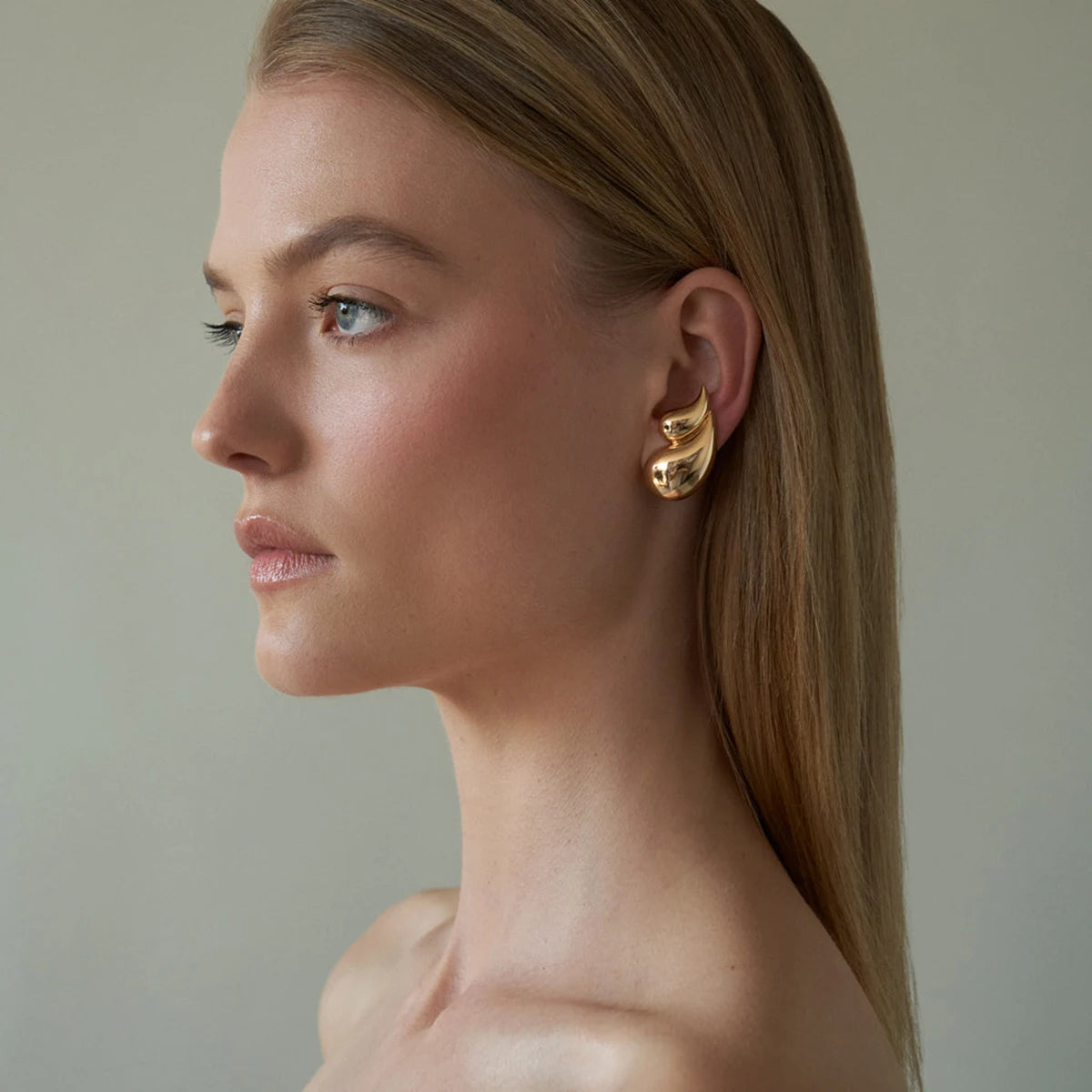 18k Gold Plated Rust Proof Geometric Stainless Steel Double Layer Water Drop Earrings Charm Statement Anti Allergic Jewelry - Grand Goldman