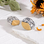 18k Gold Plated Vintage Threaded Concave Convex Irregular Earrings Stainless Steel Women Exquisite Jewelry Bijoux Femme