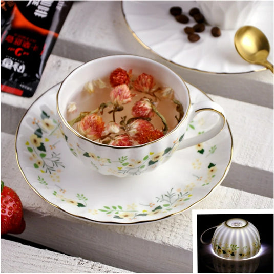 Ensemble de tasses à café en porcelaine anglaise exquise, tasse en céramique florale de style ferme, thé de l'après-midi, tasse à thé noire et soucoupe pour bar