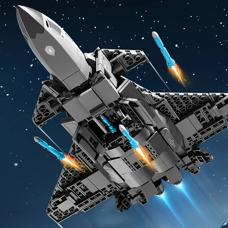 625pcs Military Fighter Jets Building Blocks, Boy's Toys, Creative Armed Aircraft Plane Assemblage Model Bricks