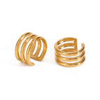 Kreativ 18K forgyldt rustfrit stål Geometrisk Glat tre-lags hule øreclips Kvinder Anti-allergiske smykker Gallagave