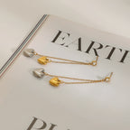 Minimalist 18k Gold Plated Stainless Steel Love Heart Lock Cone Chain Earrings Women Prevent Allergy Charm Jewelry - Grand Goldman