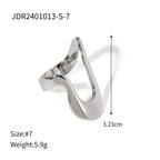 Bague géométrique simple irrégulière en acier inoxydable plaqué or 18 carats étanche, bijou distinctif élégant anti-allergique