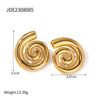 18K PVD Gold Plated Light Luxury Stainless Steel Tarnish-proof Temperament Tubular Threaded Spiral Earrings Women's Ear Jewelry
