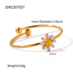 Modischer Edelstahl wasserdichter Blumenserie offener Ring Persönlichkeit Charms 18K PVD Echtgold 18K plattiert trendiger Schmuck