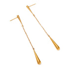 Brincos Pingente Franjas em Forma de Gota de Água Minimalistas Banhados a PVD 18K Aço Inoxidável Moda Delicada Charme Joias Femininas