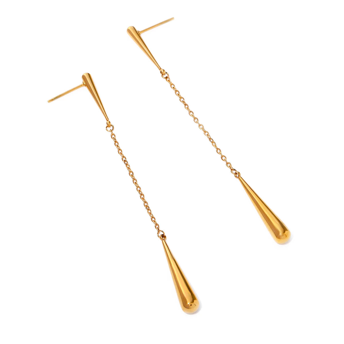 Brincos Pingente Franjas em Forma de Gota de Água Minimalistas Banhados a PVD 18K Aço Inoxidável Moda Delicada Charme Joias Femininas