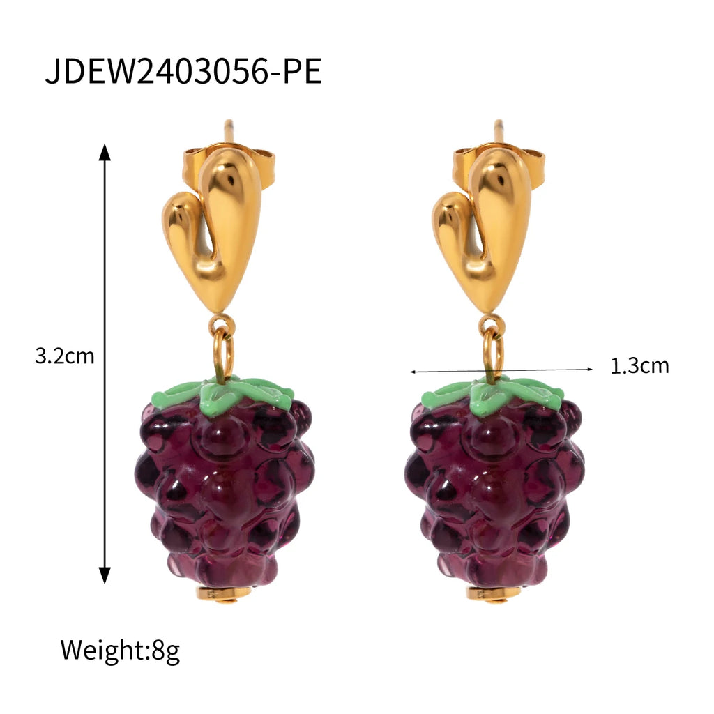 Orecchini piccoli a grappolo multicolore in resina, acciaio inossidabile placcato oro 18K, gioielli da orecchio a dichiarazione, resistenti all'ossidazione, regalo per donna