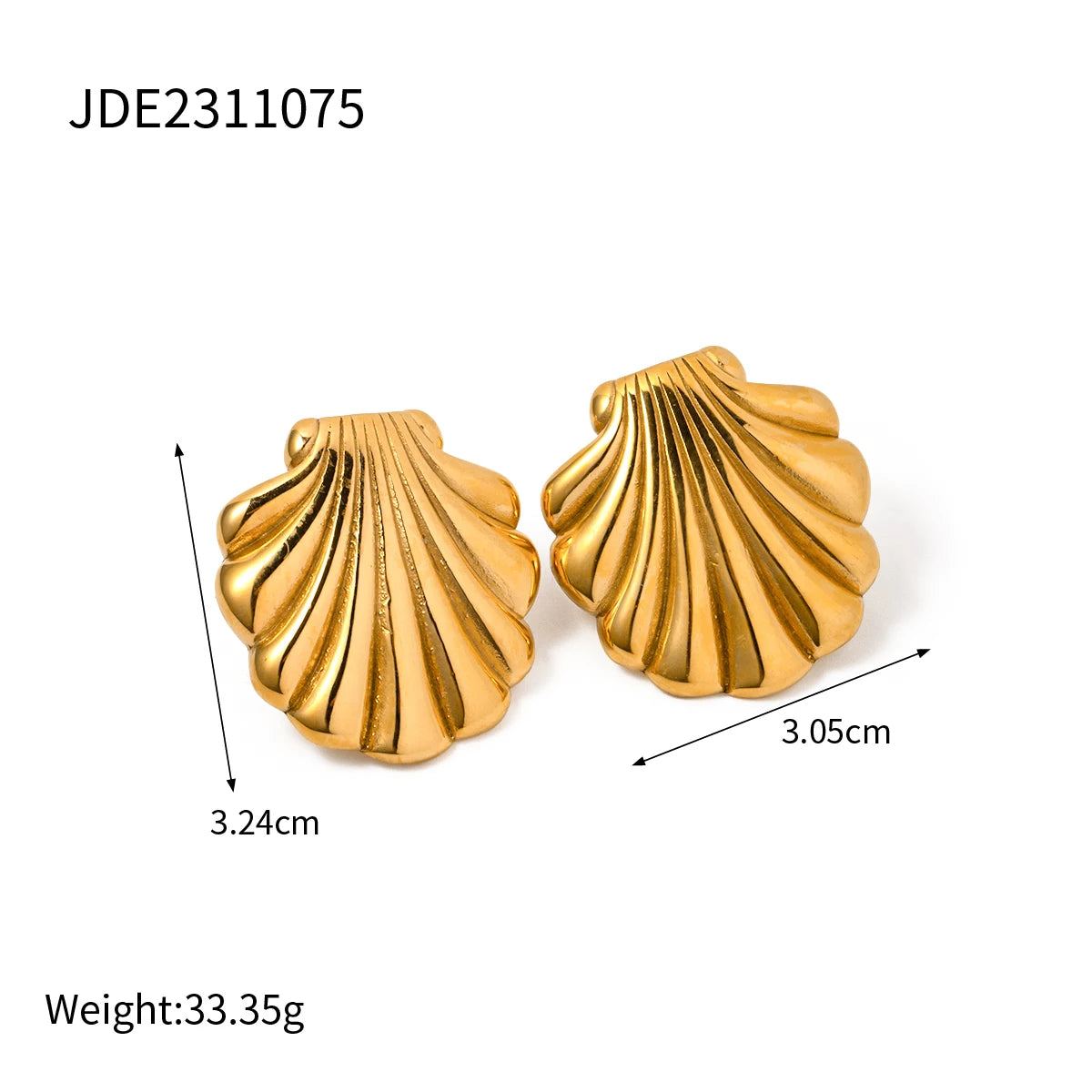 18K Gold Plated Summer Sea Ocean Shell Vortex Series Vintage Stud Earrings Stainless Steel Statement Waterproof Jewelry Women