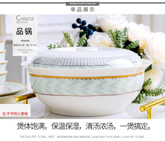 Jingdezhen Ceramic Tableware Household Bowl, Dish, Plate Set