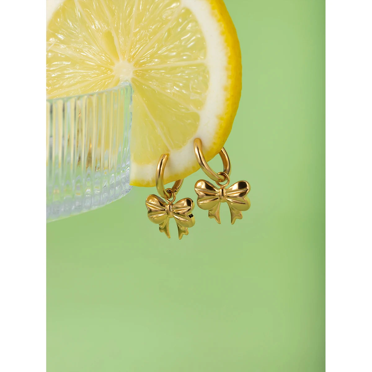 Stainless Steel Exquisite 18K Geometric Minimalist Bowknot Shaped Hoop Earrings Rust Proof Women High Quality Party Gift