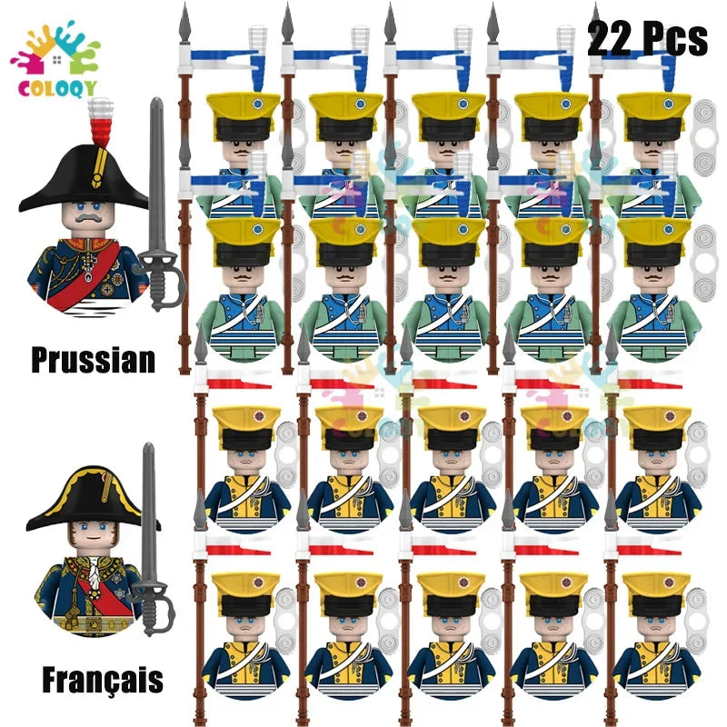Kids Toys 22/10 Pcs Napoleonic Wars Military General Soldier Building Blocks Imperial Navy Figures Toys For Kids Birthday Gifts