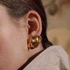 Minimalistisk 18K forgyldt statement rustfrit stål geometriske uregelmæssige ørestikker Kreative eksklusive personlige smykker