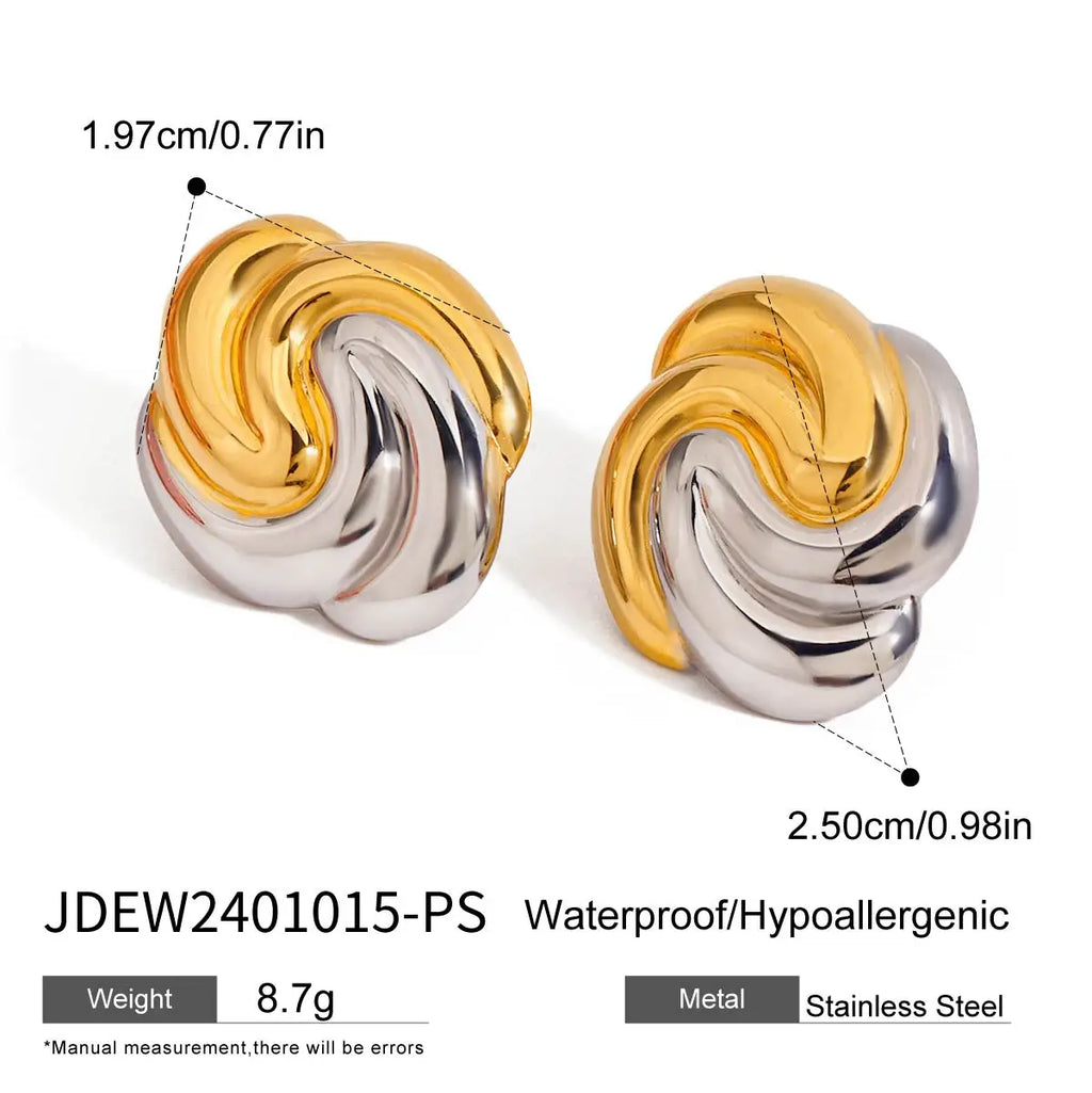 Zora Retroism 18K Gold Colour Plated Stainless Steel Gold Colour Silver Color Scheme Earrings, Women's Light  Adjustable Ear