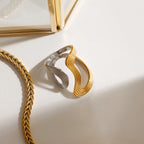 Gold Silber Farblich Passender Gewindering Unregelmäßiger Offener Ring 18K PVD Beschichtet Damen Anti-Allergisch Metall Charm Täglicher Schmuck