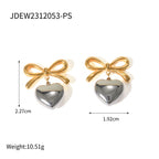 Pendientes de corazón liso de amor de acero inoxidable chapados en oro de 18K Serie hipoalergénica resistente al deslustre y al agua Joyería gruesa para mujer