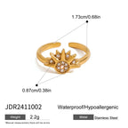 Minimalistischer 18k vergoldeter Edelstahl Hochwertiger Diamant Sonnenförmiger Ring für Frauen Allergieprävention Charmschmuck Gala Geschenk