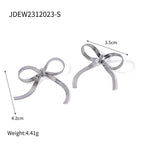 Kolczyk w kształcie kokardki z łańcuszkiem wężowym, modny, geometryczny, ze stali nierdzewnej pozłacanej 18K, dla kobiet, zapobiegający alergiom, biżuteria wyrazista