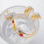 Set di gioielli in vetro Moranti Treasure di lusso con design spagnolo di nicchia, impermeabile in acciaio inossidabile placcato oro 18K /Orecchini/Bracciale