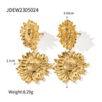 Orecchini a goccia con girasole in acciaio inossidabile Bohemien esagerato per donna Gioielli vintage impermeabili regalo floreale