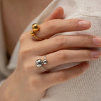 Unregelmäßiger kreativer Ballring für Frauen Persönlichkeit Design Ball Offener Ring Damen Edelstahlring Schmuck Geschenk anillos mujer