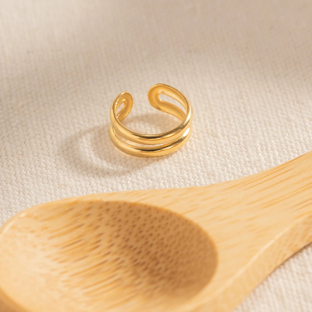 Kreativt dobbeltlagsdesign rustfrit stål klassiske øreclips til kvinder Vintage personlighed øreringe Smykker Festgave