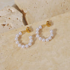 Rustfrit stål 18k guldbelagt minimalistisk lille risperle C-formede øreringe Sommer vandtætte Femme Gala Chic stilfulde smykker