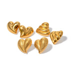 クリエイティブ 18K ゴールドメッキ ステンレススチール シック ファッション リブデザイン ラブハート ピアス インレイ ダイヤモンド チャーム エレガント ジュエリー