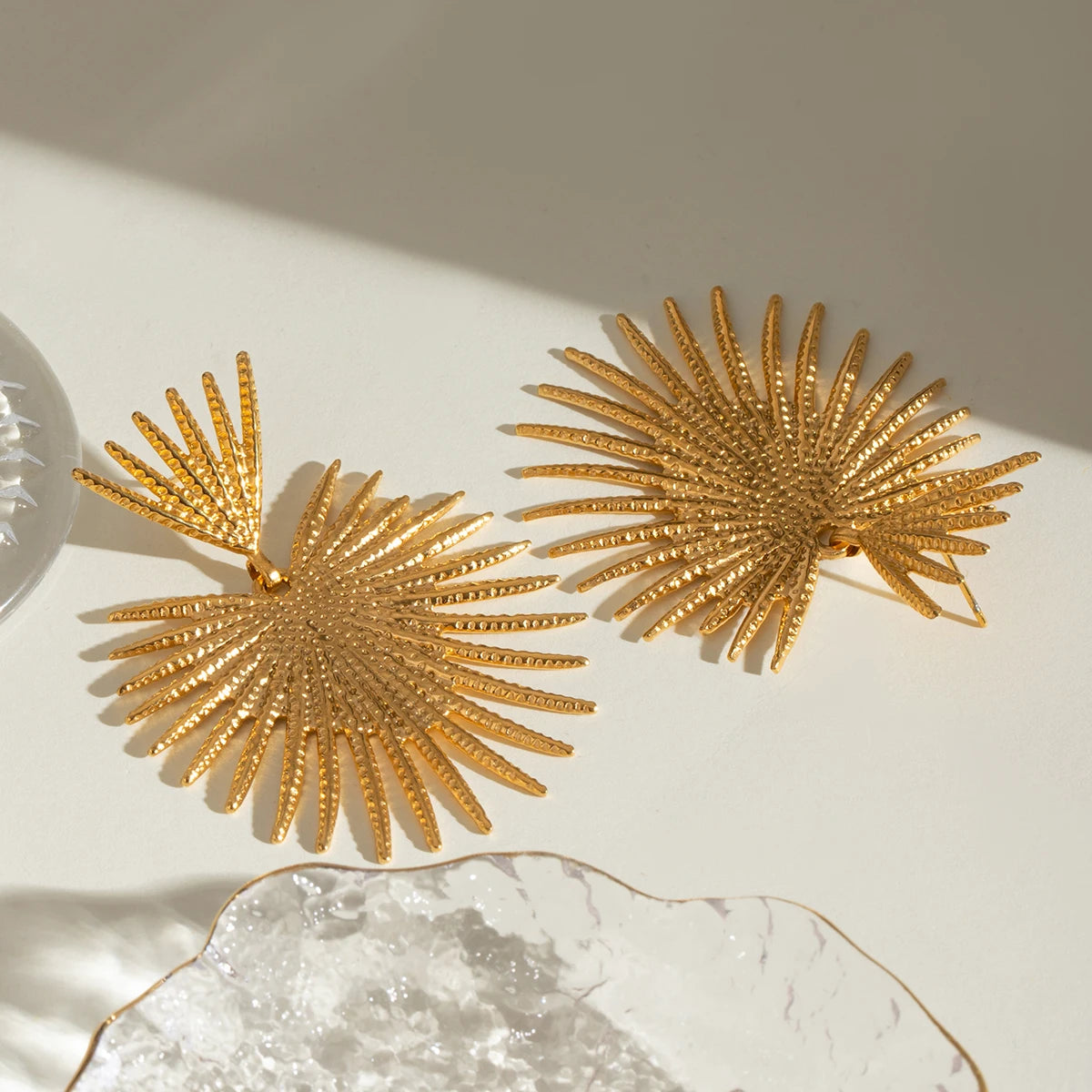 Trendy 18k Stainless Steel Vintage Exaggerated Ginkgo Biloba Leaf Earrings Prevent Allergy Charm Daily Jewelry Party Bijoux