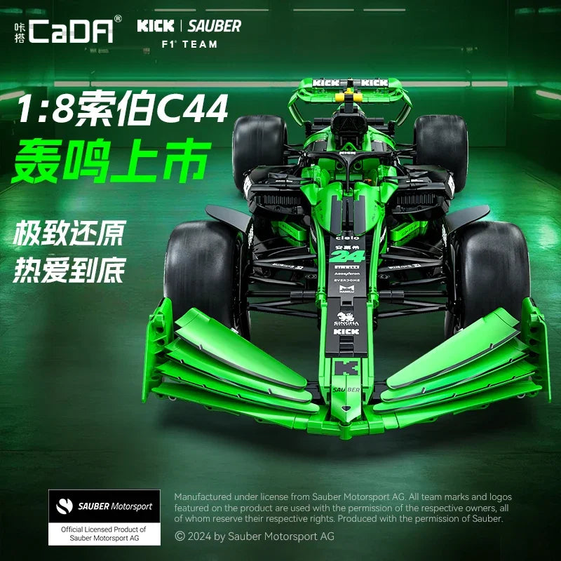 Cada 1:8  MOC Sauber F1 Team C44 Formula-1 F1 Racing Car Number 24 Sports Car Building Blocks City KICK Car Bricks Toys Gift