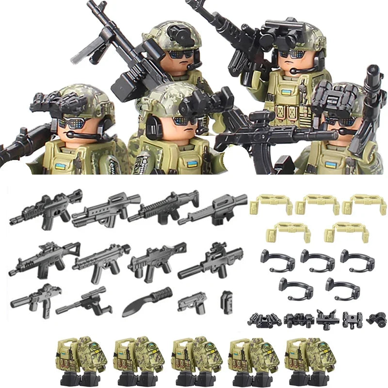 Military Special Forces MOC Building Block German KSK Special Forces Soldier Figure SWAT Army Gun Weapon Vest Backpack Brick Toy