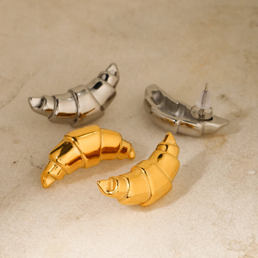 18K forgyldt rustfrit stål Minimalistisk Glat Oversized Croissant Wrap Øreringe Anløbssikre Lys Luksus Øresmykker til kvinder