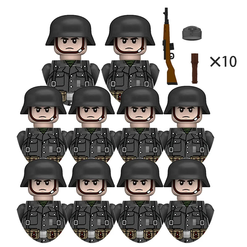 Boy Toys War II Army Soldiers Mini Military Weapons Model Small Particles Building Blocks Suits Childrens Birthday Gifts