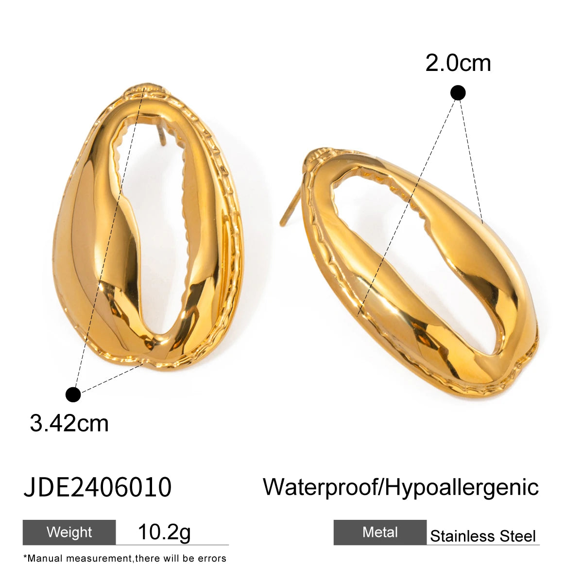 ست گردنبند و گوشواره صدفی بزرگ و صاف با دندان‌های ظریف، استیل ضدزنگ مینیمالیستی 18K وینتیج، مقاوم در برابر زنگ‌زدگی، زیورآلات جذاب