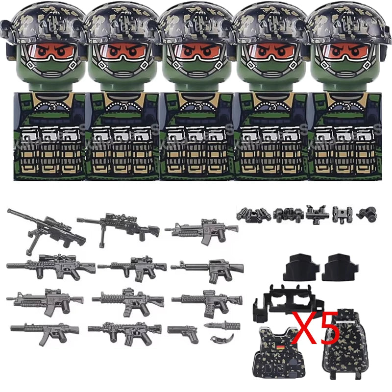 Military Special Forces MOC Building Block German KSK Special Forces Soldier Figure SWAT Army Gun Weapon Vest Backpack Brick Toy