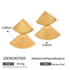 Minimalist 18k Vintage Double Maple Leaf Scalloped Earring Women Charming Stainless Steel Waterproof Attractive Jewelry