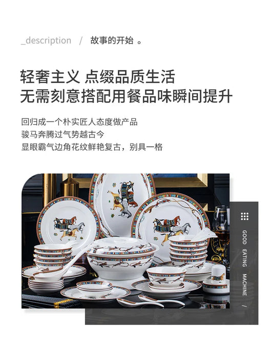 Vaisselle en céramique Jingdezhen de style européen, bols, plats et assiettes pour usage domestique