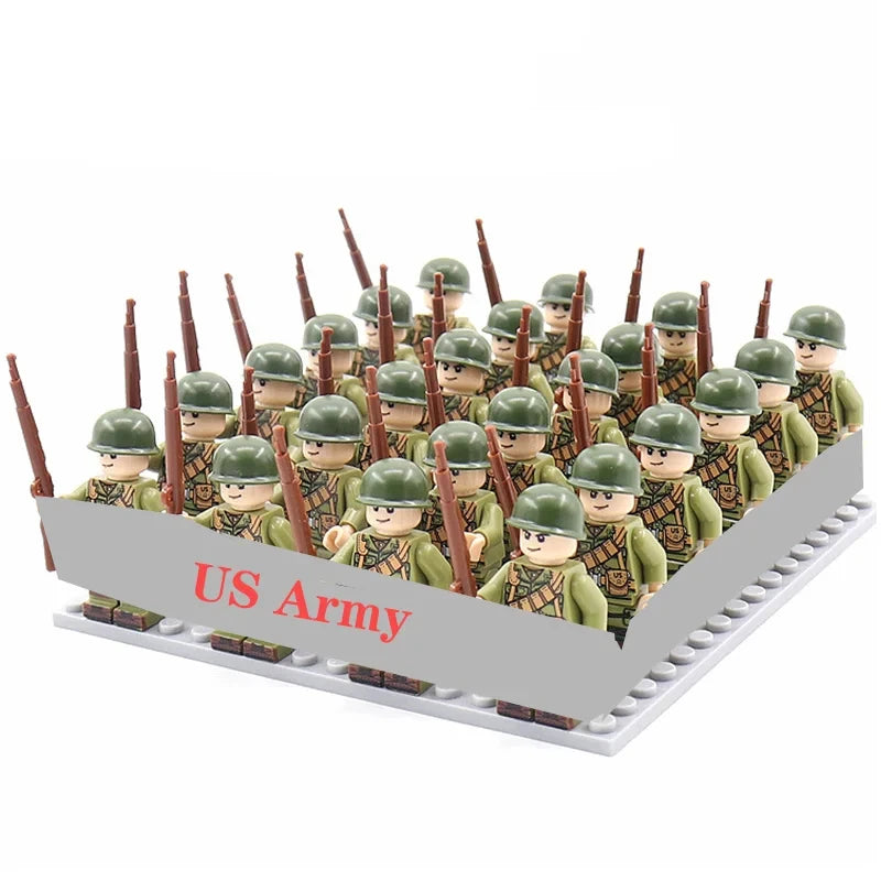 24 Pcs/Lot WW2 Military Figures Building Blocks Nation Army Soldiers Assemble Bricks Educational For Boys Christmas Gift  Toys