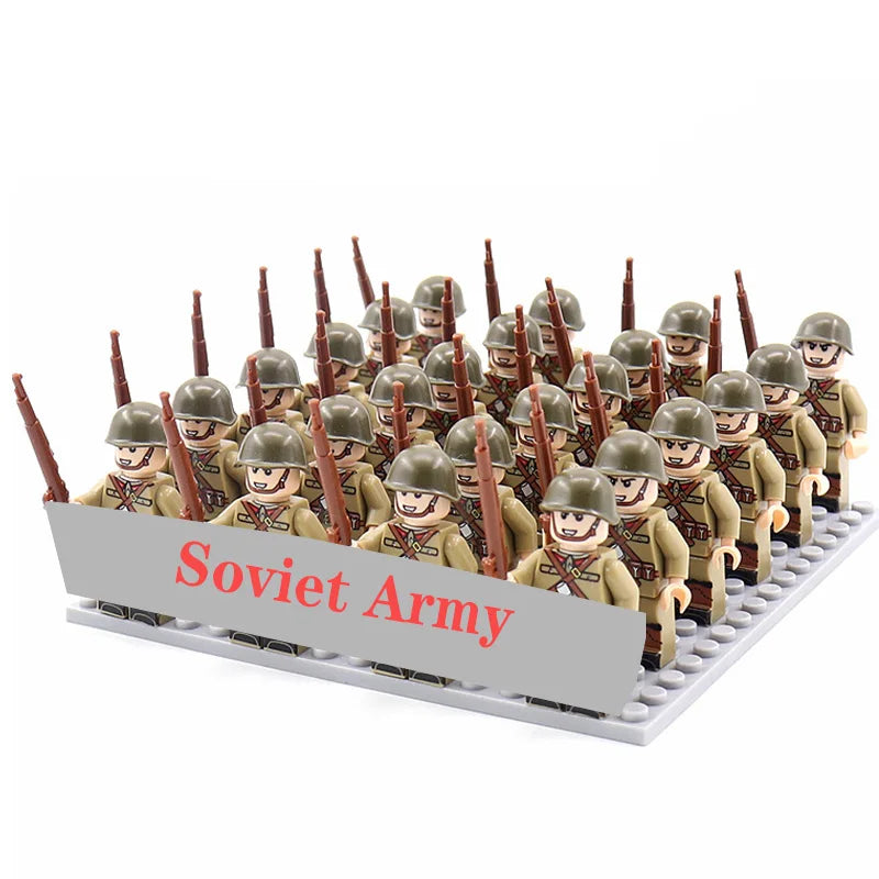 24 Pcs/Lot WW2 Military Figures Building Blocks Nation Army Soldiers Assemble Bricks Educational For Boys Christmas Gift  Toys